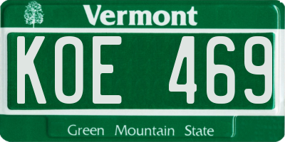 VT license plate KOE469