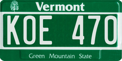 VT license plate KOE470