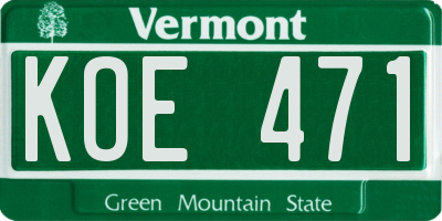 VT license plate KOE471