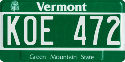 VT license plate KOE472
