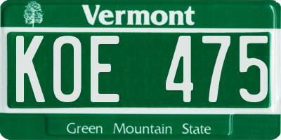VT license plate KOE475