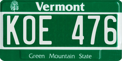 VT license plate KOE476