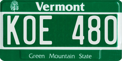 VT license plate KOE480