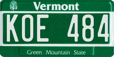 VT license plate KOE484