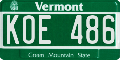 VT license plate KOE486