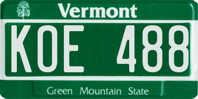 VT license plate KOE488
