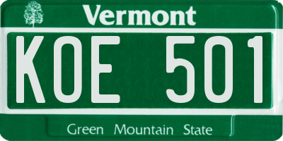 VT license plate KOE501