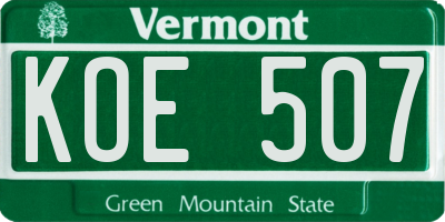 VT license plate KOE507