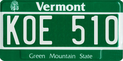 VT license plate KOE510