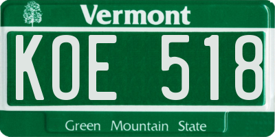 VT license plate KOE518