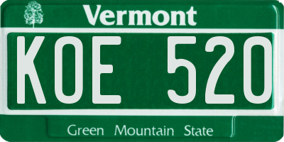 VT license plate KOE520