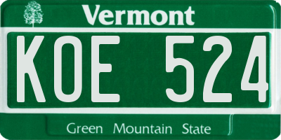 VT license plate KOE524
