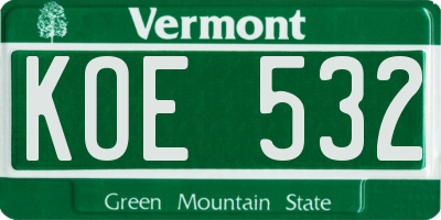 VT license plate KOE532