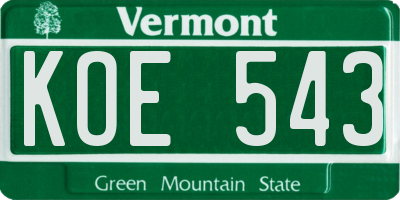 VT license plate KOE543