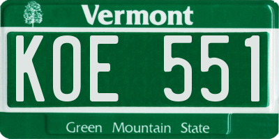 VT license plate KOE551