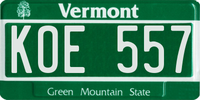 VT license plate KOE557