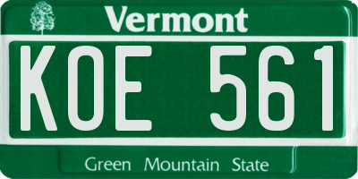 VT license plate KOE561