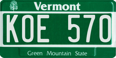 VT license plate KOE570