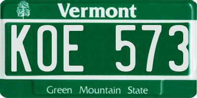 VT license plate KOE573