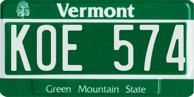 VT license plate KOE574