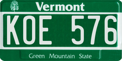 VT license plate KOE576