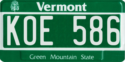 VT license plate KOE586
