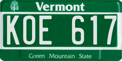 VT license plate KOE617