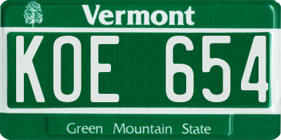 VT license plate KOE654