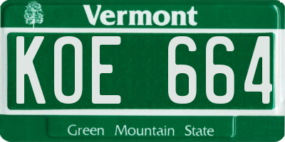 VT license plate KOE664