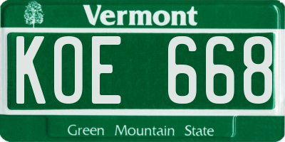 VT license plate KOE668