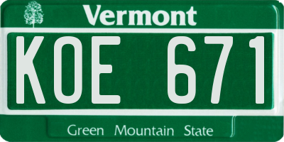 VT license plate KOE671