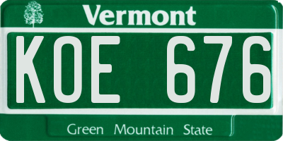VT license plate KOE676