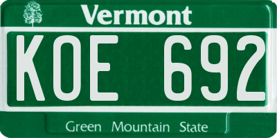 VT license plate KOE692