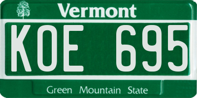 VT license plate KOE695