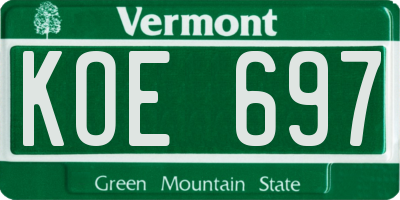 VT license plate KOE697