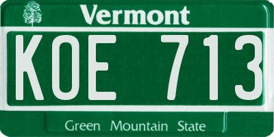 VT license plate KOE713