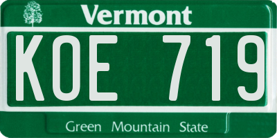 VT license plate KOE719