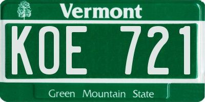 VT license plate KOE721