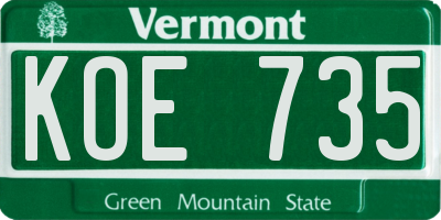 VT license plate KOE735