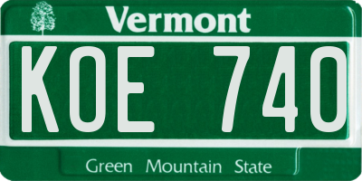 VT license plate KOE740