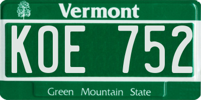 VT license plate KOE752