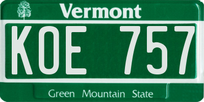VT license plate KOE757