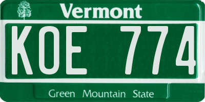 VT license plate KOE774