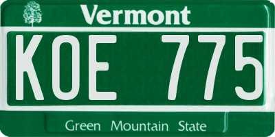 VT license plate KOE775