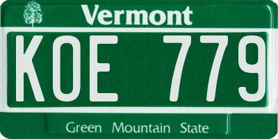 VT license plate KOE779