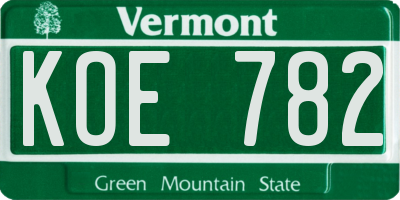 VT license plate KOE782