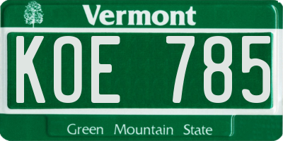 VT license plate KOE785