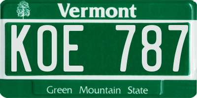 VT license plate KOE787