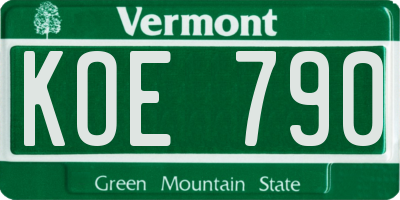 VT license plate KOE790