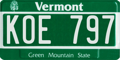 VT license plate KOE797